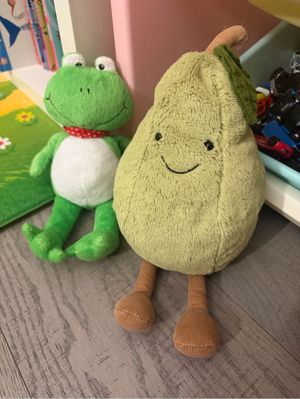 Jellycat Plush Pear in Light Green with Tan Corduroy Legs